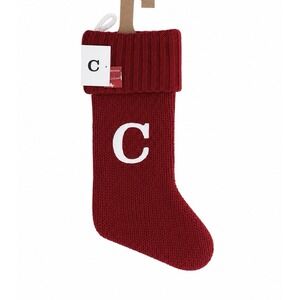 Wonder shop TARGET Monogram Christmas Stocking Letter C Red Knit Ribbed Cuff New